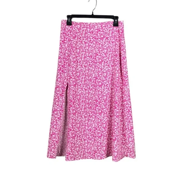 Womens Floral Maxi Skirt Size Medium Fairy Cottage Coquette Beachy Pink Coastal - Picture 1 of 6